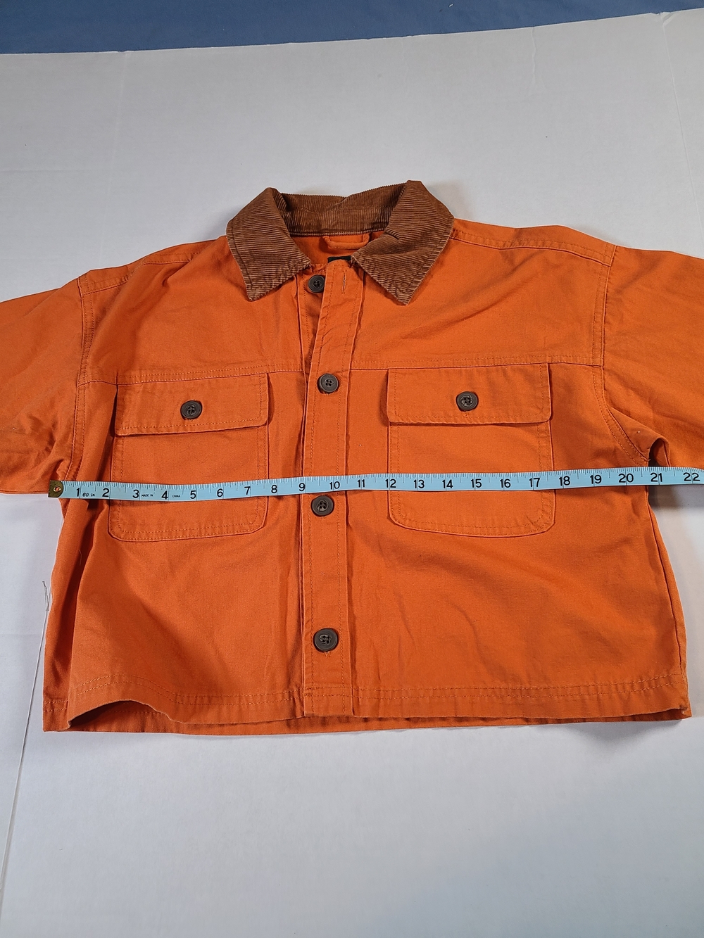 wild fable Cute Orange Cropped Utility Jean Jacket With Corduroy Collar Size XS - Picture 8 of 12